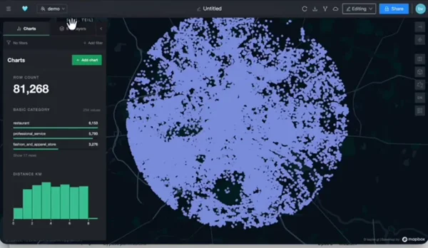 Dekart geospatial dashboard screenshot