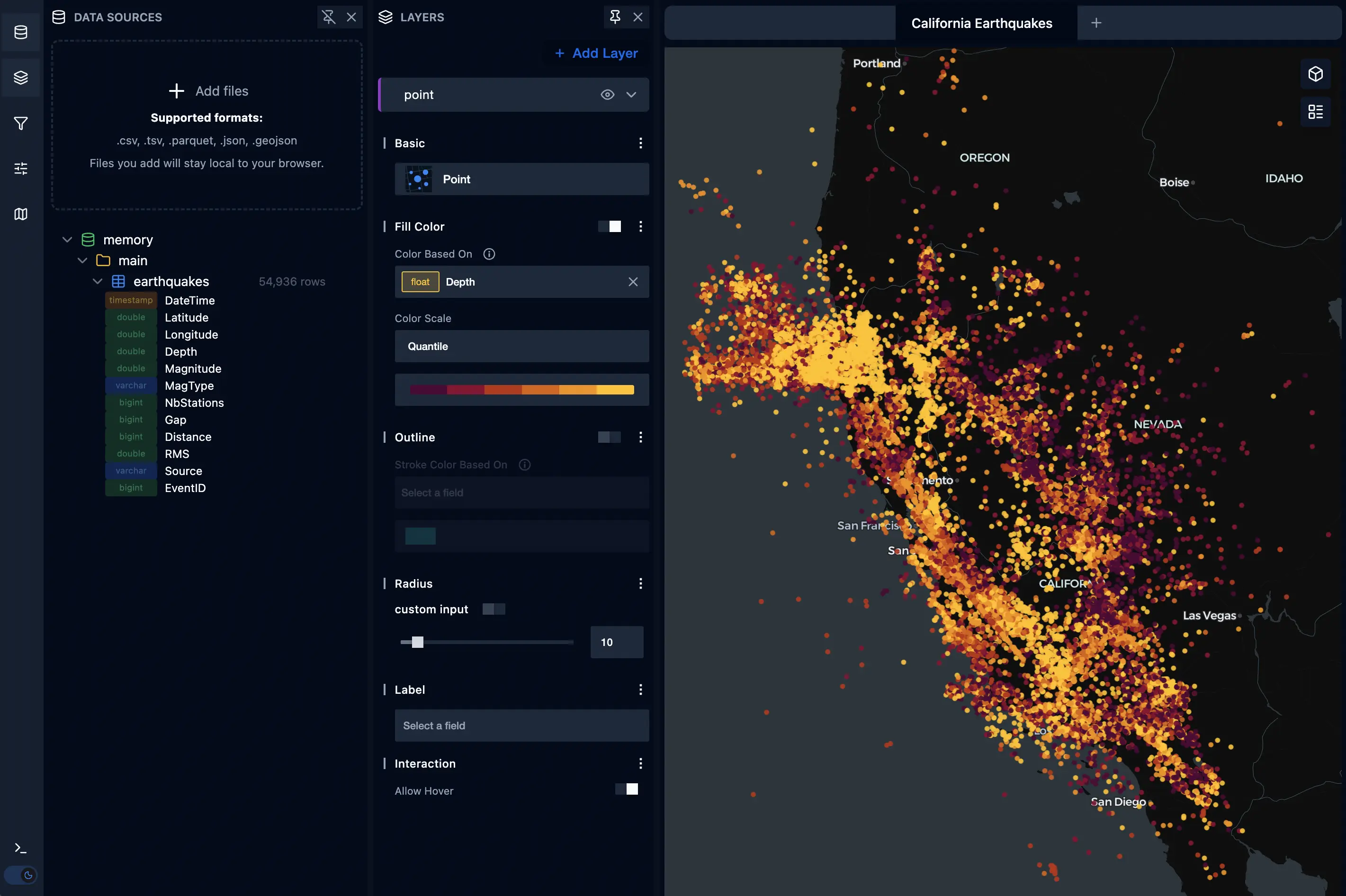 SQLRooms Kepler.gl geospatial visualization example