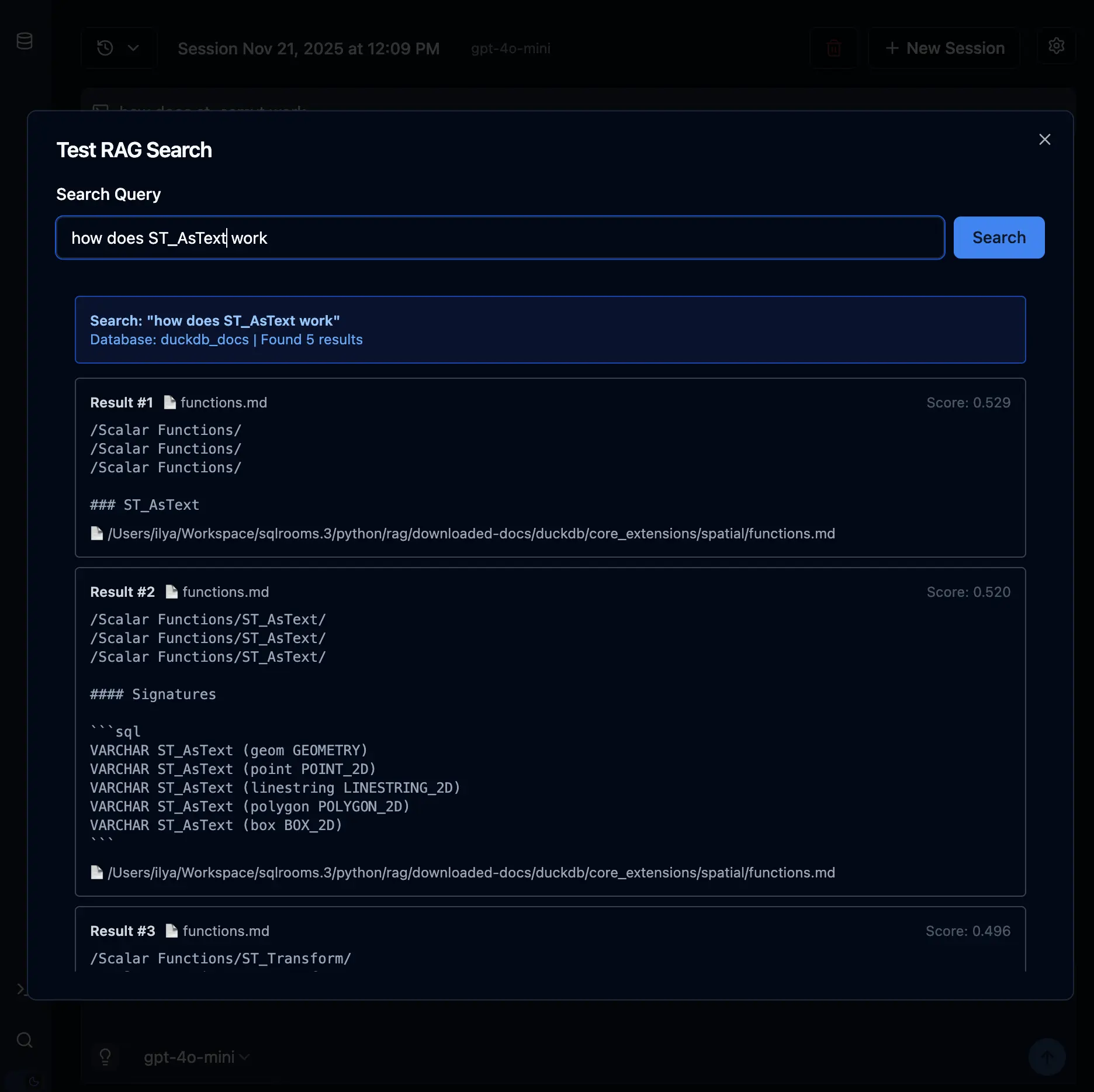 SQLRooms AI RAG example