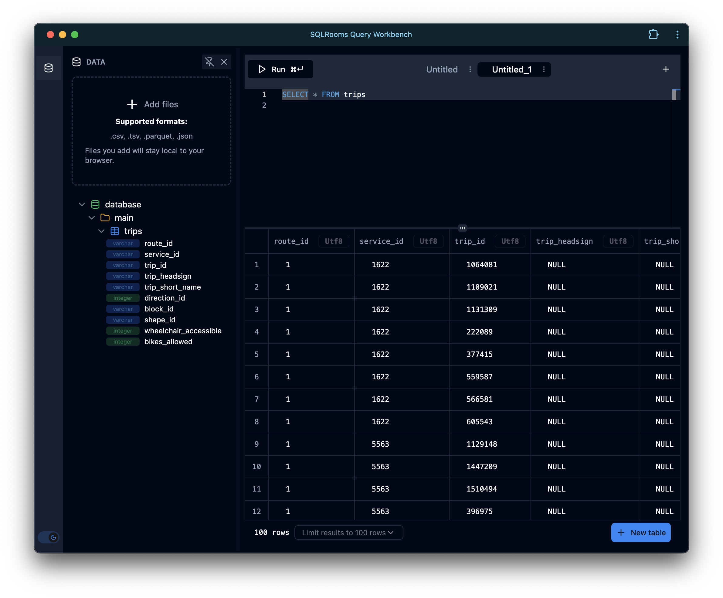 SQLRooms Query Workbench progressive web app